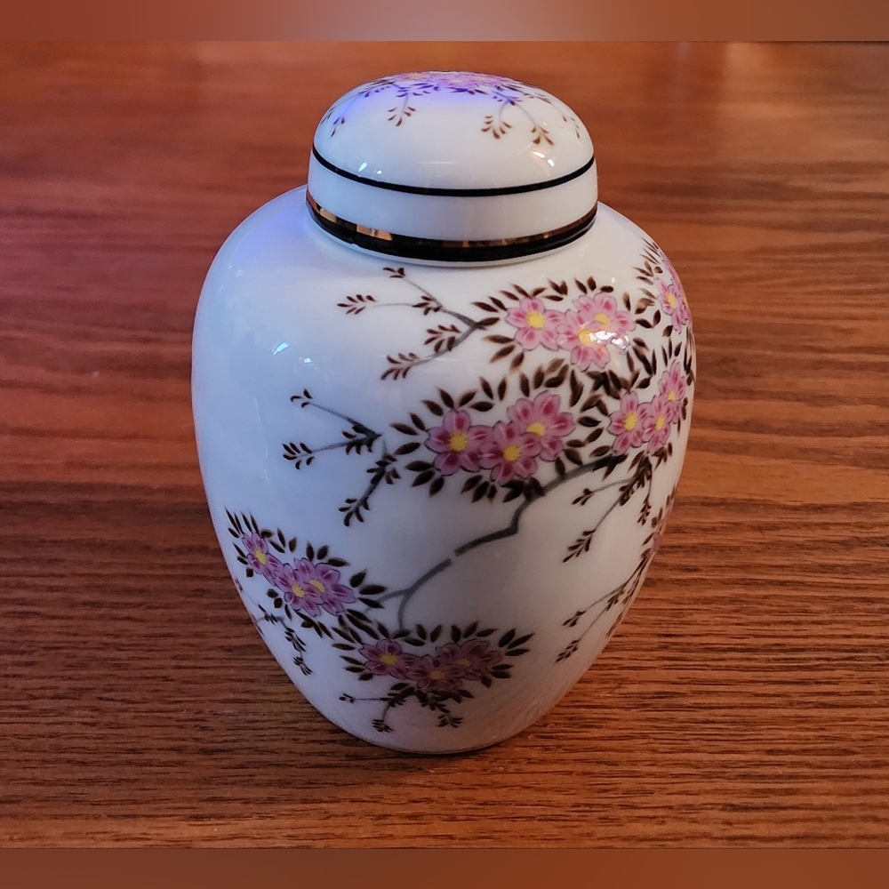 Vintage Ginger Jar with Cherry Blossoms